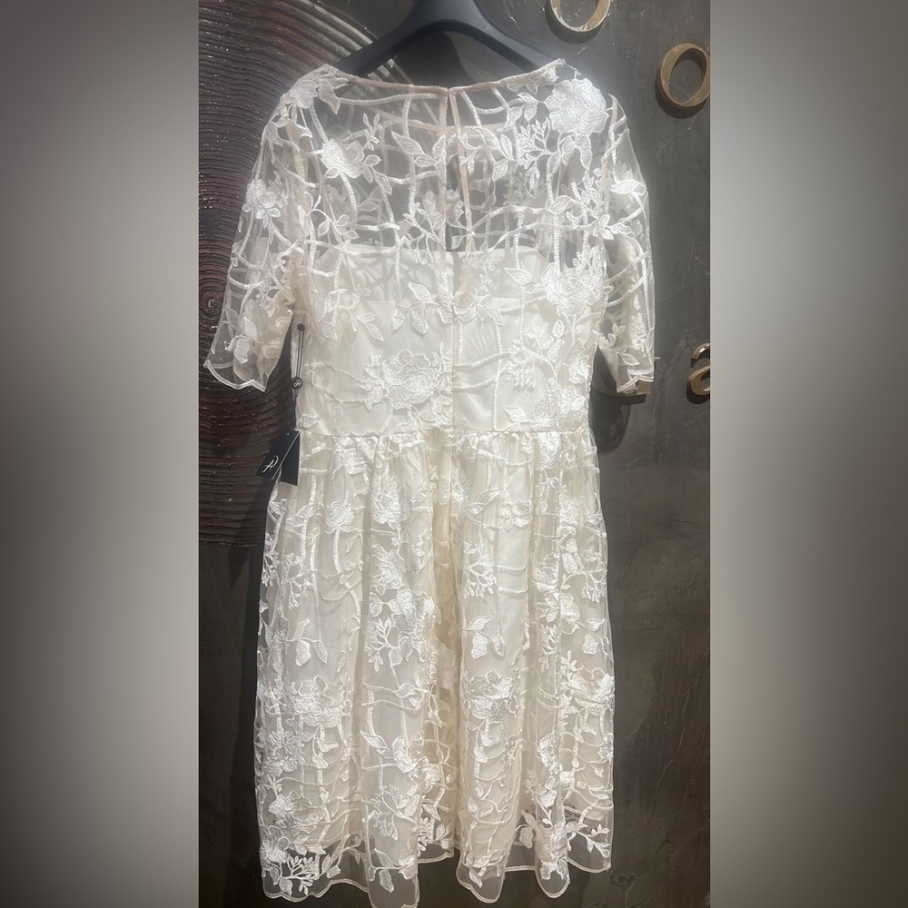 NWT ADRIANNA PAPELL Elegant White Lace Dress SIZE 8 - Picture 5 of 9